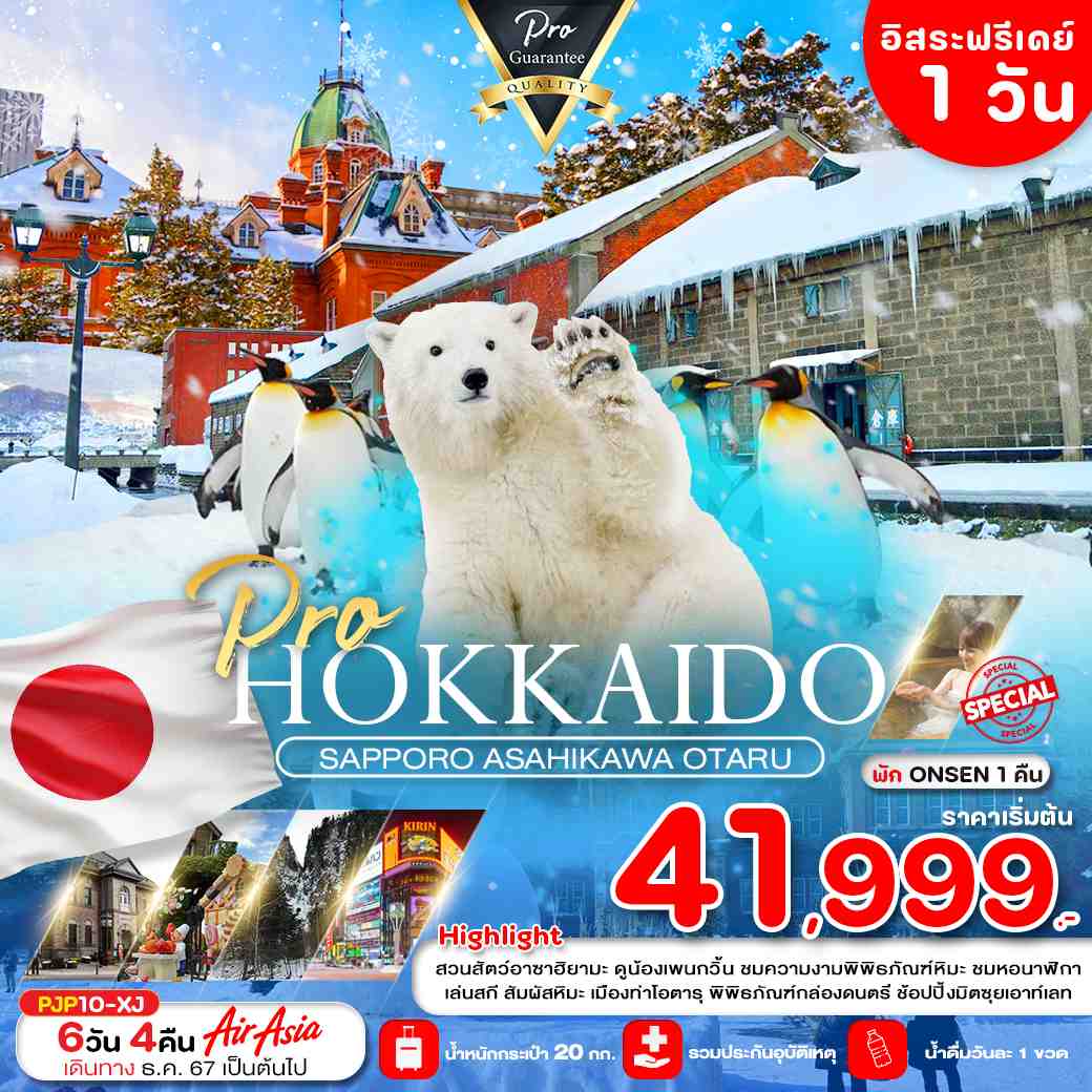 ทัวร์ญี่ปุ่น HOKKAIDO SAPPORO ASAHIKAWA OTARU 6วัน 4คืน (XJ)