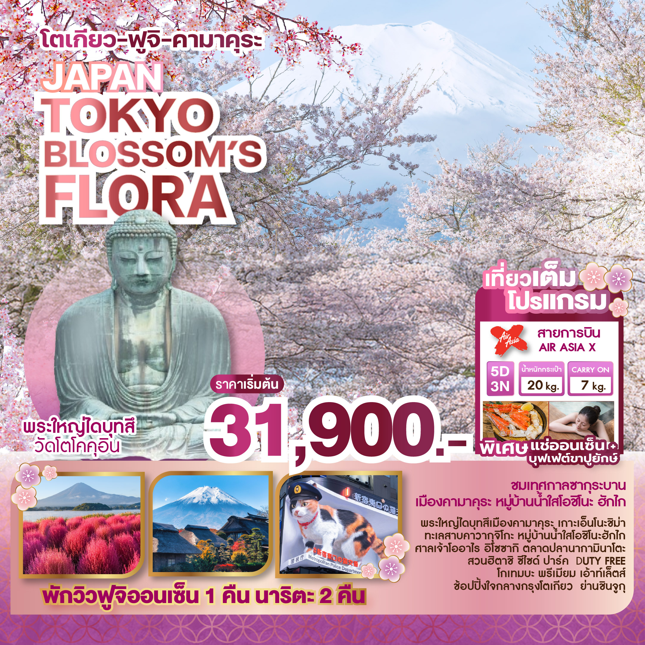 ทัวร์ญี่ปุ่น JAPAN TOKYO BLOSSOM’S FLORA 5วัน 3คืน (XJ)